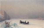 Ivan Aivazovsky  - Bilder Gemälde - Alexander II on the Frozen Neva River