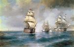 Ivan Aivazovsky  - Bilder Gemälde - Brig Mercury Attacked by Two Turkish Battleships