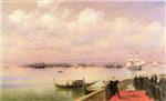 Ivan Aivazovsky  - Bilder Gemälde - Byron visiting mhitarists on island of St. Lazarus in Venice