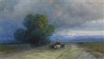 Ivan Aivazovsky  - Bilder Gemälde - Carts in a Flooded Valley