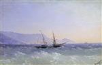 Ivan Aivazovsky  - Bilder Gemälde - Crimean Landscape with a Sailing Ship