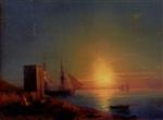 Ivan Aivazovsky  - Bilder Gemälde - Figures In A Coastal Landscape at Sunset