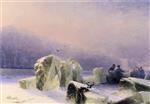 Ivan Aivazovsky  - Bilder Gemälde - Ice Cutters on the Frozen Neva in St. Petersburg