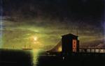 Ivan Aivazovsky  - Bilder Gemälde - Moonlit Night, A Bathing Cabin in Feodosia