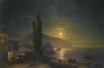Ivan Aivazovsky  - Bilder Gemälde - Moonrise over Mount Ayu Dag