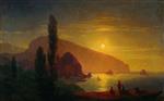Ivan Aivazovsky  - Bilder Gemälde - Night in Crimea, View of Ayu Dag