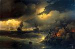 Ivan Aivazovsky  - Bilder Gemälde - Peter the Great Lighting Watch-fire