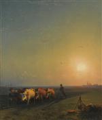 Ivan Aivazovsky  - Bilder Gemälde - Ploughing in Crimea