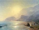 Ivan Aivazovsky  - Bilder Gemälde - Pushkin and Countess Raevskaya by the sea near Gurzuf and Partenit