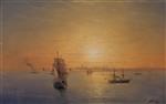 Ivan Aivazovsky  - Bilder Gemälde - Russian Fleet at Sunset