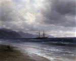 Ivan Aivazovsky  - Bilder Gemälde - Seascape with a Schooner