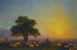Ivan Aivazovsky  - Bilder Gemälde - Sheep at Sunset