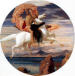 Frederic Leighton - Peintures - Persée chevauchant Pégase