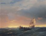 Ivan Aivazovsky  - Bilder Gemälde - Ships at Sunset