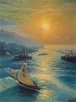 Ivan Aivazovsky  - Bilder Gemälde - Ships off the Coast of Feodosia