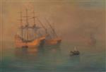 Ivan Aivazovsky  - Bilder Gemälde - The Arrival of Columbus' Fleet