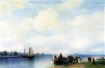 Ivan Aivazovsky  - Bilder Gemälde - The Arrival of Peter the Great at the Neva River Bank