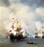Ivan Aivazovsky  - Bilder Gemälde - The Battle in the Chios Channel