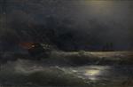 Ivan Aivazovsky  - Bilder Gemälde - The Burning Ship