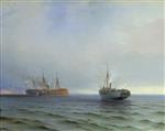 Ivan Aivazovsky  - Bilder Gemälde - The Capture of a Turkish Warship on the Black Sea