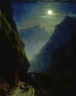 Ivan Aivazovsky  - Bilder Gemälde - The Daryala Gorge in the Moonlight