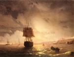 Ivan Aivazovsky  - Bilder Gemälde - The Harbor At Odessa On the Black Sea