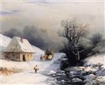 Ivan Aivazovsky  - Bilder Gemälde - The Ox Cart in Winter