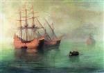 Ivan Aivazovsky  - Bilder Gemälde - The Ships of Columbus