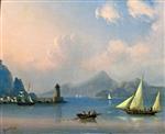 Ivan Aivazovsky  - Bilder Gemälde - The Strait with a Lighthouse
