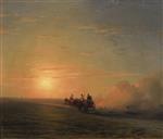 Ivan Aivazovsky  - Bilder Gemälde - Troika in the Steppe