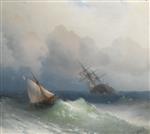 Ivan Aivazovsky  - Bilder Gemälde - Two Ships at Sea