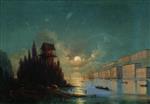Ivan Aivazovsky  - Bilder Gemälde - View of a Seaside Town with a Lighthouse
