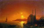 Ivan Aivazovsky  - Bilder Gemälde - View of Constantinople by Moonlight