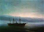 Ivan Aivazovsky  - Bilder Gemälde - Warship Constantine Before the Battle