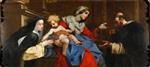Pompeo Girolamo Batoni - Bilder Gemälde - Madonna of the Rosary with Sts Dominic and Catherine of Siena