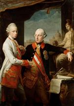 Pompeo Girolamo Batoni  - Bilder Gemälde - Portrait of Emperor Joseph II with Grand Duke Pietro Leopoldo of Tuscany