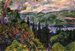 Umberto Boccioni - Bilder Gemälde - Landscape of Lake Maggiore-2