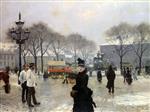 Paul Gustave Fischer - Bilder Gemälde - A Winter's Day on Kongens Nytorv Copenhagen