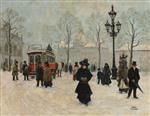 Paul Gustave Fischer - Bilder Gemälde - A Winters Day on Kongens Nytorv Copenhagen