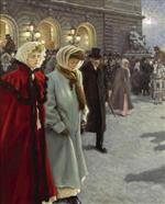 Paul Gustave Fischer - Bilder Gemälde - After The Performance Outside Det Kongelige Teater