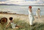 Paul Gustave Fischer - Bilder Gemälde - After the Swim at Hornbaek Beach, Denmark
