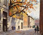 Paul Gustave Fischer - Bilder Gemälde - Autumn day in Fiolstræde Copenhagen
