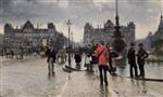 Paul Gustave Fischer - Bilder Gemälde - City life on Dronning Louises Bro Copenhagen