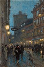 Paul Gustave Fischer  - Bilder Gemälde - Evening in Købmagergade Copenhagen