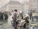 Paul Gustave Fischer  - Bilder Gemälde - Fishing women at Gammel Strand Copenhagen