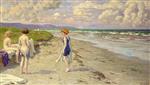 Paul Gustave Fischer  - Bilder Gemälde - Girls Preparing to Bathe on the Beach
