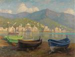 Paul Gustave Fischer  - Bilder Gemälde - Harbour scene from Rapallo