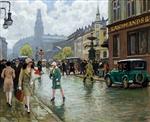 Paul Gustave Fischer  - Bilder Gemälde - Købmagergade at Amagertorv Copenhagen