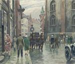 Paul Gustave Fischer  - Bilder Gemälde - Købmagergade at the round tower Copenhagen