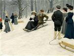 Paul Gustave Fischer  - Bilder Gemälde - Snow sled ride in Søndermarken, Copenhagen